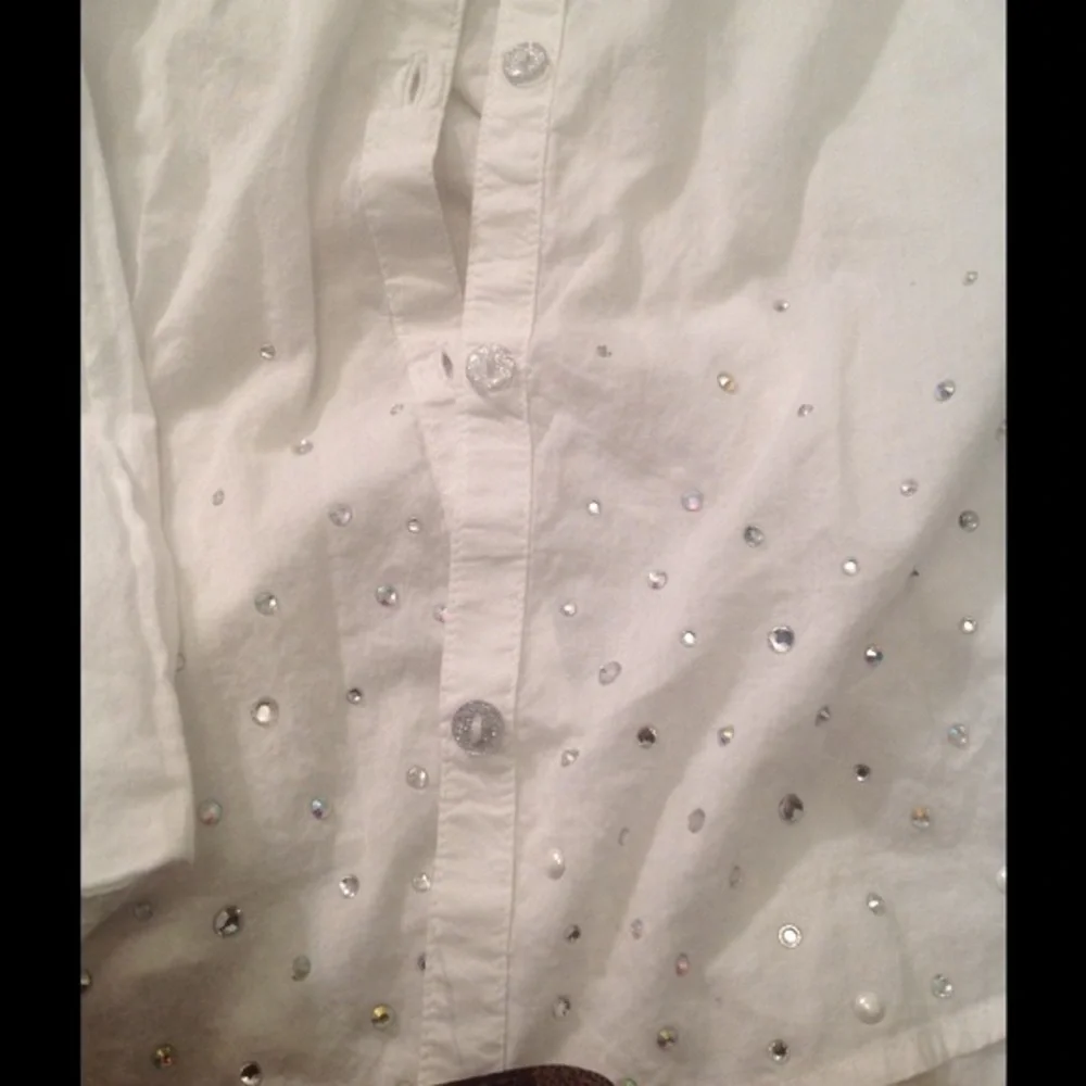 Y2K Justice button down white embellished top sequin color and bottom